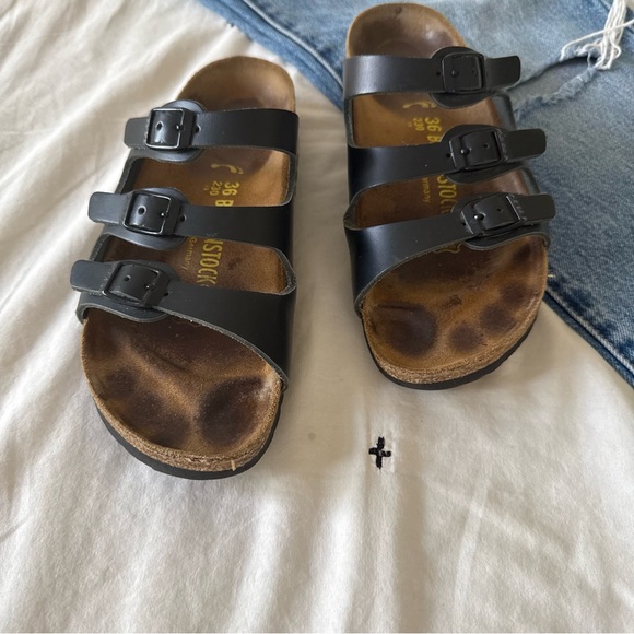 Birkenstock Black and Brown Leather Sandals Size 36 - Picture 2 of 5